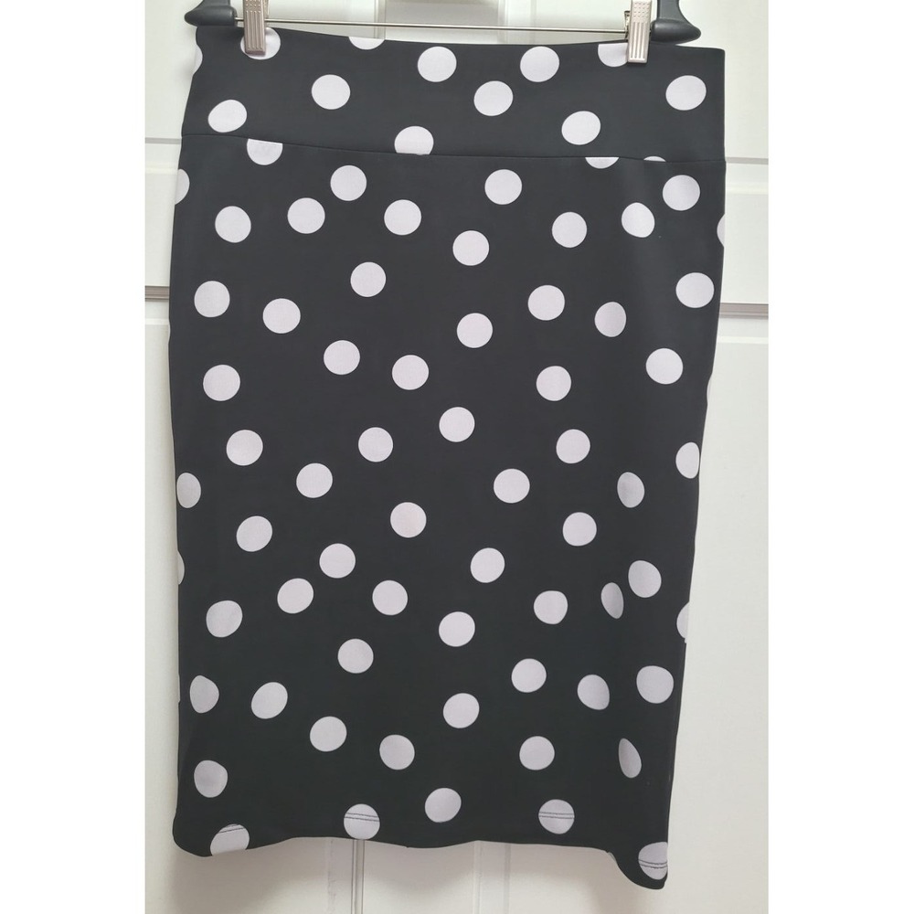 INC International Concepts Women's Black/White Polka Dot Pencil Skirt - Large‎